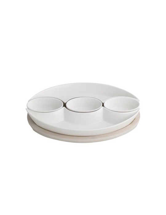 ANTIPASTIERA TRECCIA PORCELLANA BIANCA C/SUP BAM