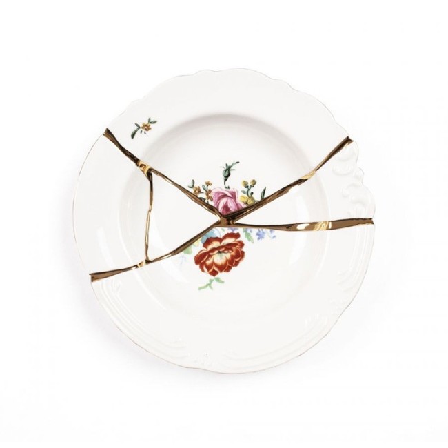 PIATTO FONDO IN PORCELLANA ? Cm.22 h.4 "KINTSUGI-n