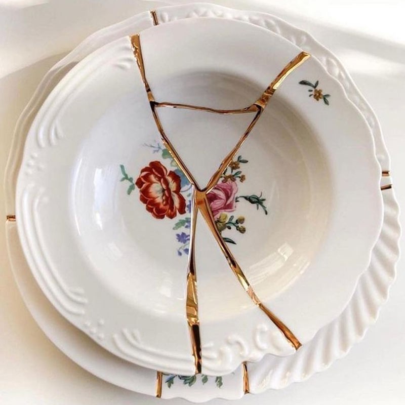Kintsugi Piatto Fondo 02 – Porcellana con...
