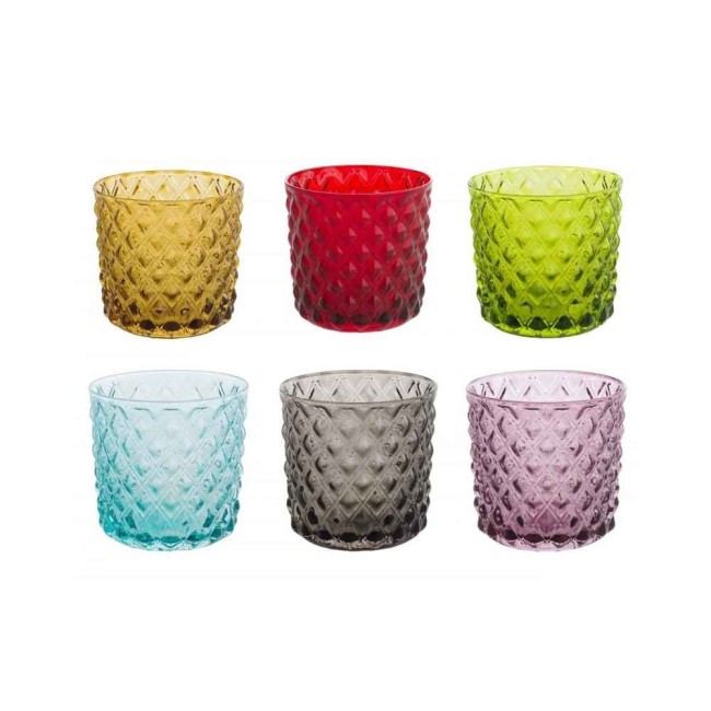Set 6 Bicchieri Acqua Rombi Brandani in Vetro Colori Assortiti