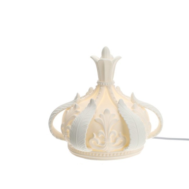 Hervit Lampada Corona in Porcellana Bianca 20x18cm Hervit Lampada Corona in Porcellana Bianca 20x18cm