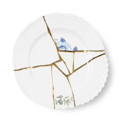 PIATTO PIANO IN PORCELLANA ? Cm.27,5 h.3 "KINTSUGI