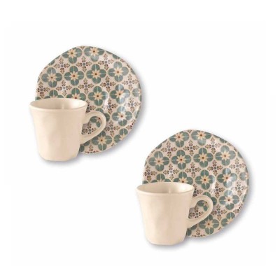 TAZZINA CAFFE LE CEMENTINE INFIORE SET 2 PZ GRES