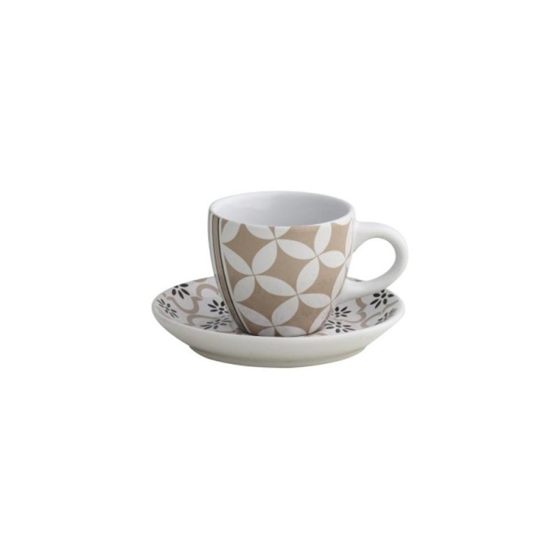 Set 2 Tazzine Caffè Alhambra Brandani in Stoneware Tortora e Nero
