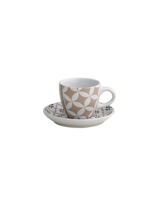 Set 2 Tazzine Caffè Alhambra Brandani in Stoneware Tortora e Nero