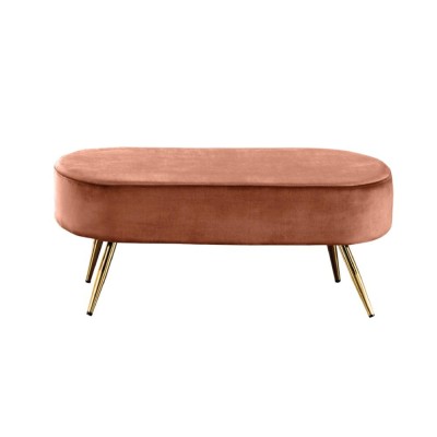 Poggia Piedi in Velluto Cipria e Oro – Design Elegante...