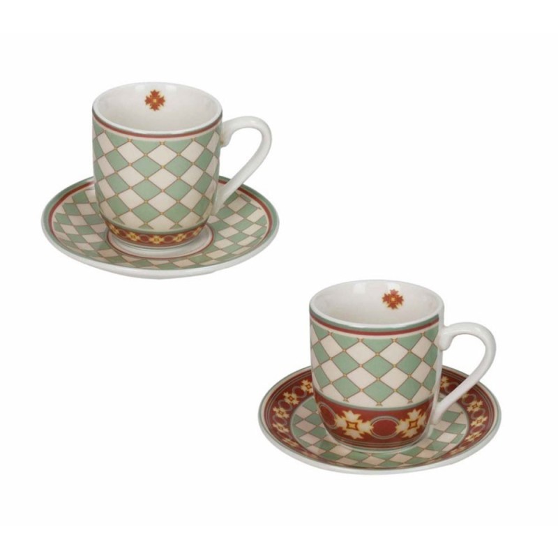 Set 2 Tazzine Caffè Le Cementine "Quadrella" Brandani in Gres con Piattino