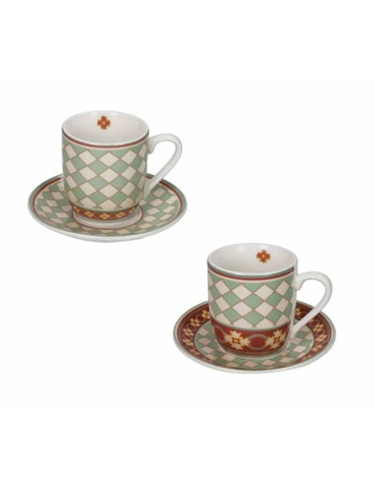 Set 2 Tazzine Caffè Le Cementine "Quadrella" Brandani in Gres con Piattino