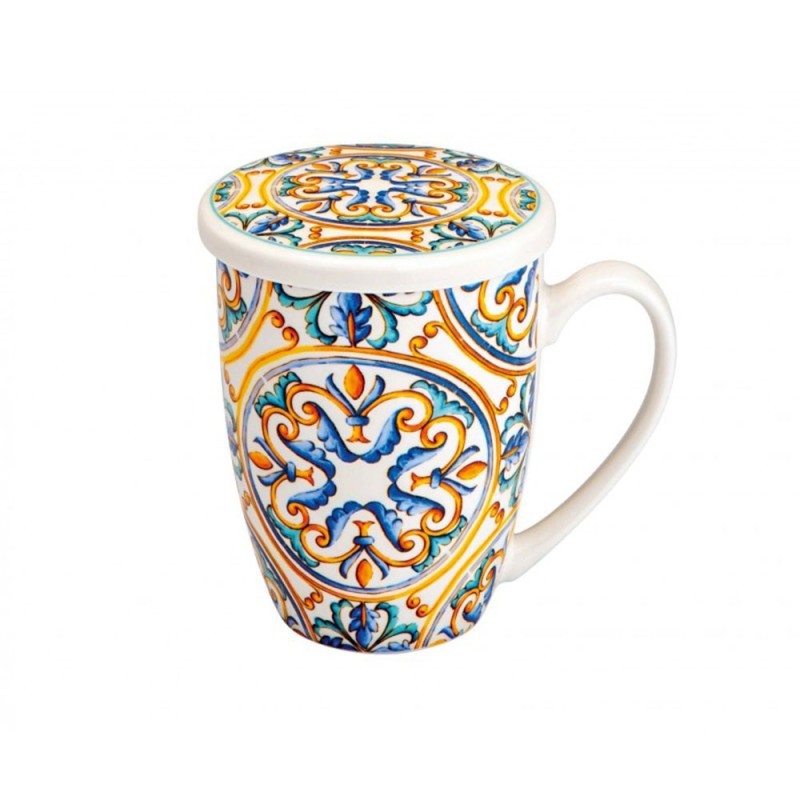 Tazza Mug Medicea "Rosone" Brandani in New Bone China con Infusore in Acciaio Inox - 350 ml