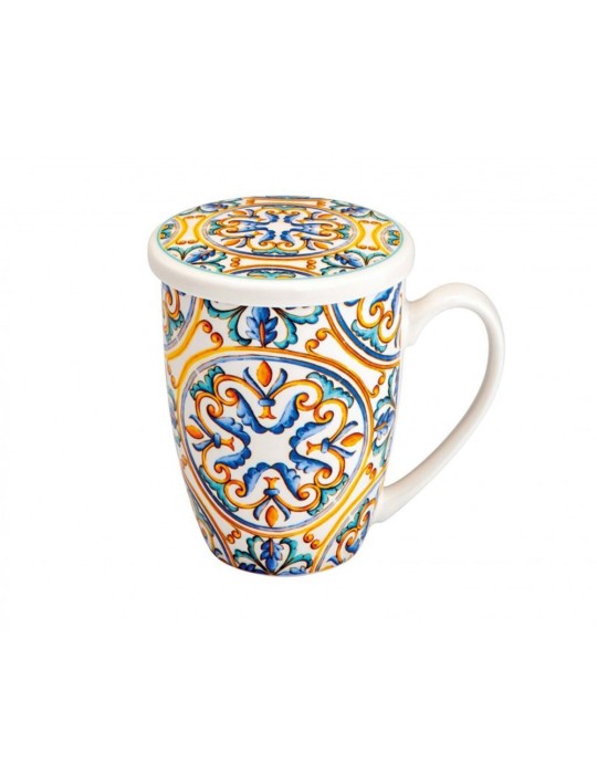 Tazza Mug Medicea "Rosone" Brandani in New Bone China con Infusore in Acciaio Inox - 350 ml