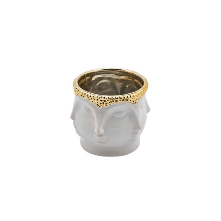 EDG Enzo De Gasperi Vaso Facce Buddha bianco e oro 11 cm