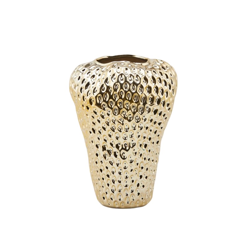 Vaso Chakra Fragola Gold EDG in Ceramica Ø25 H37 cm Design Glamour