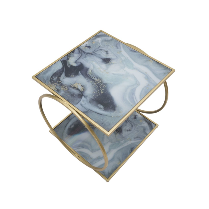 Mauro Ferretti Tavolino Glam a 2 livelli 52,5 × 50 cm