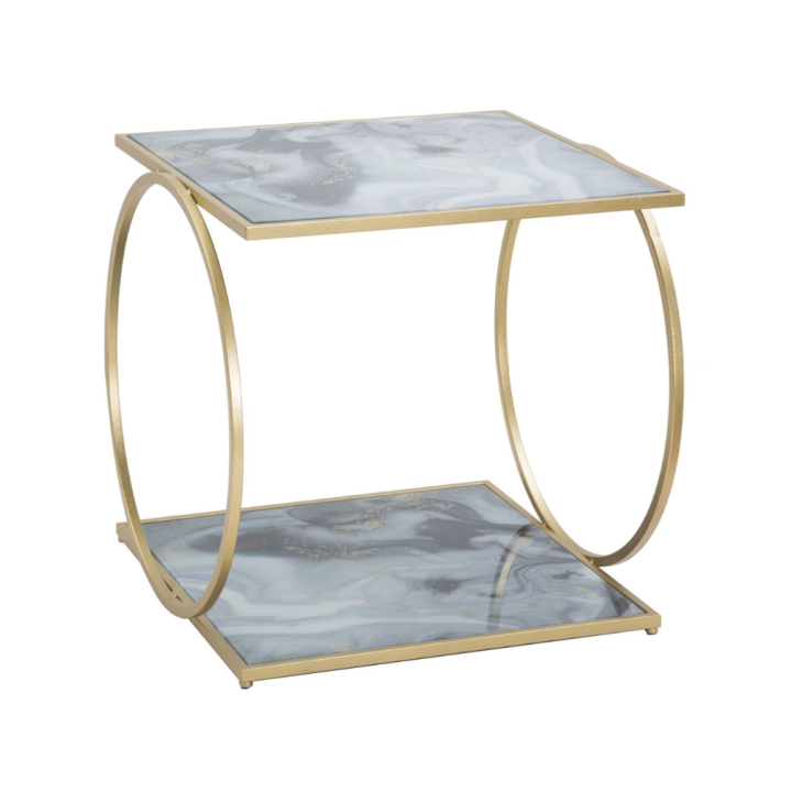 Mauro Ferretti Tavolino Glam a 2 livelli 52,5 × 50 cm