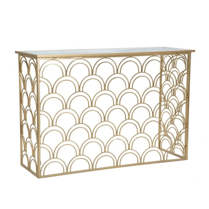 Mauro Ferretti Consolle Arc metallo oro e vetro 120 × 40 cm
