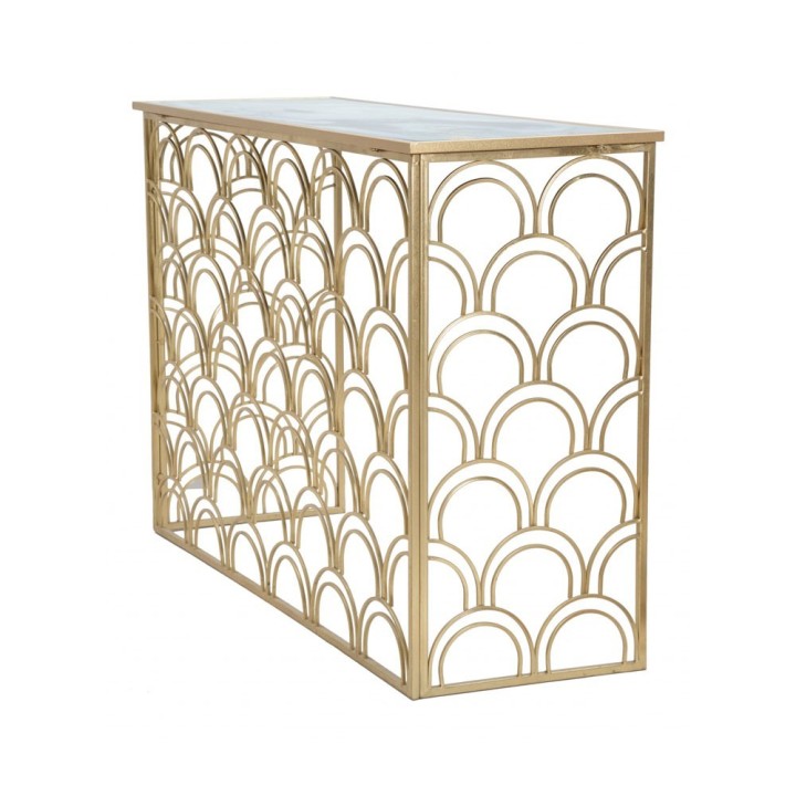 Mauro Ferretti Consolle Arc metallo oro e vetro 120 × 40 cm