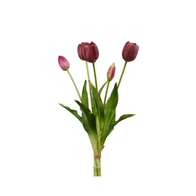 Bouquet Tulipani Artificiali EDG (5 pz) - 40 cm | Colore Porpora