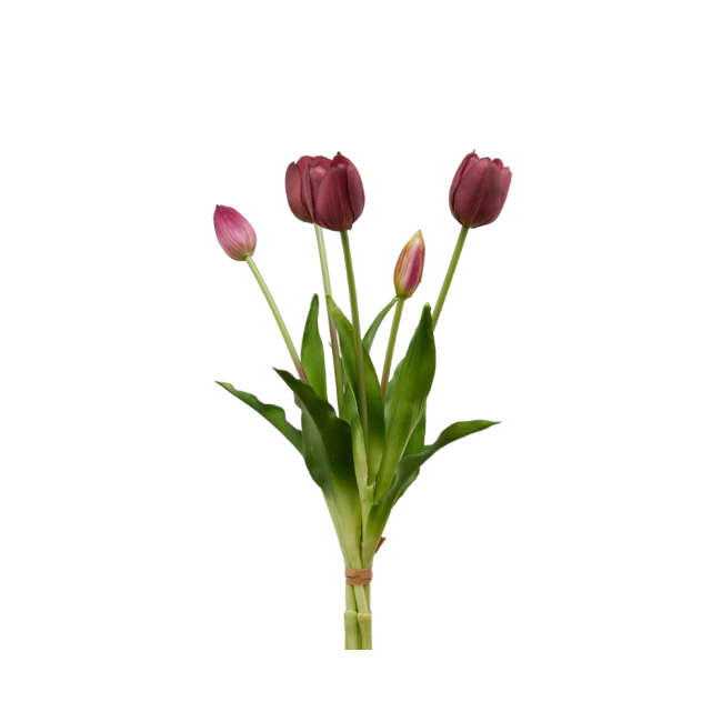 Bouquet Tulipani Artificiali EDG (5 pz) - 40 cm | Colore Porpora