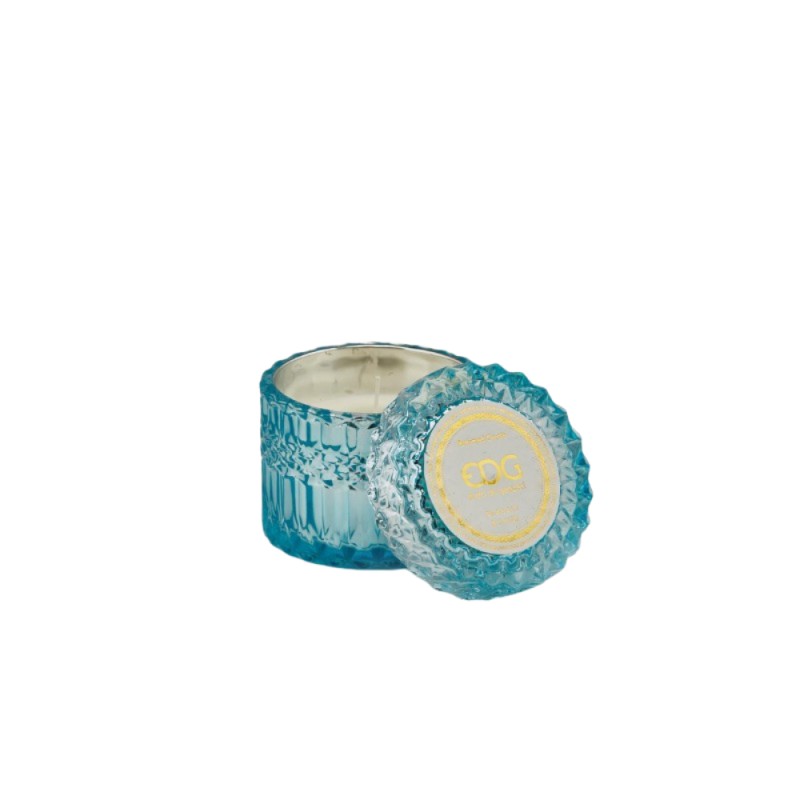 Candela Profumata Crystal in Vaso di Cristallo Azzurro con Coperchio H8,5 cm | EDG