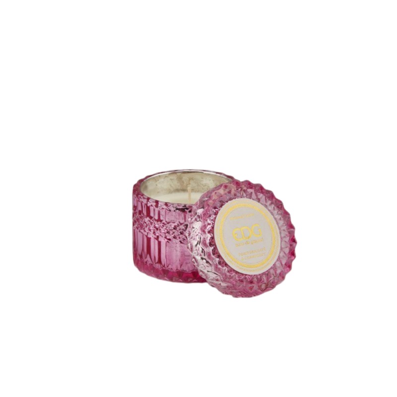 Candela Profumata Crystal in Vaso di Cristallo Fucsia con Coperchio H8,5 cm | EDG