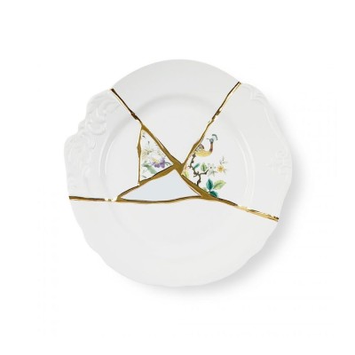 PIATTO PIANO IN PORCELLANA ? Cm.27,5 h.3 "KINTSUGI