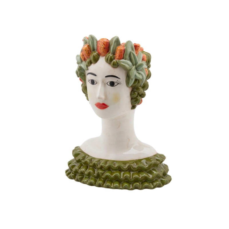 Vaso Faccia con Frutta EDG in Ceramica H34 cm Design Floreale