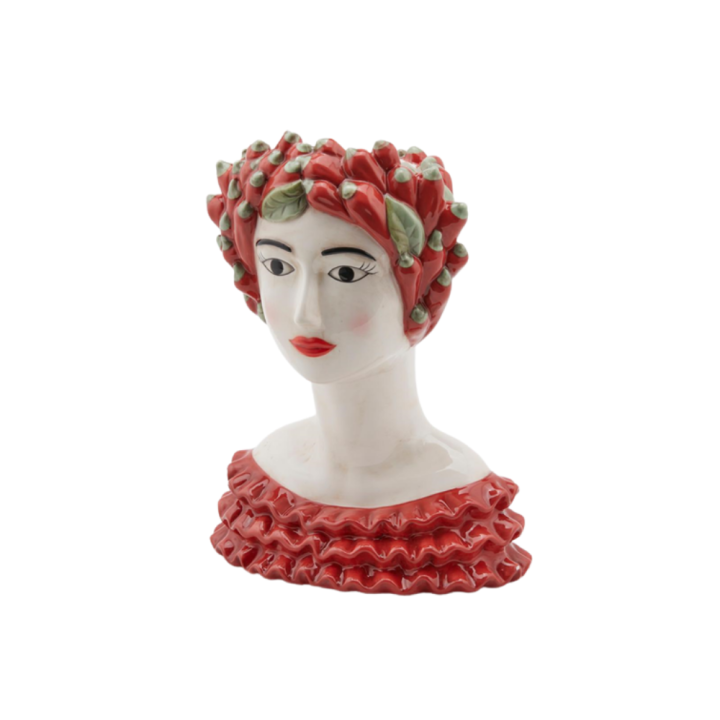 EDG Vaso Faccia con fragole in ceramica 34 cm