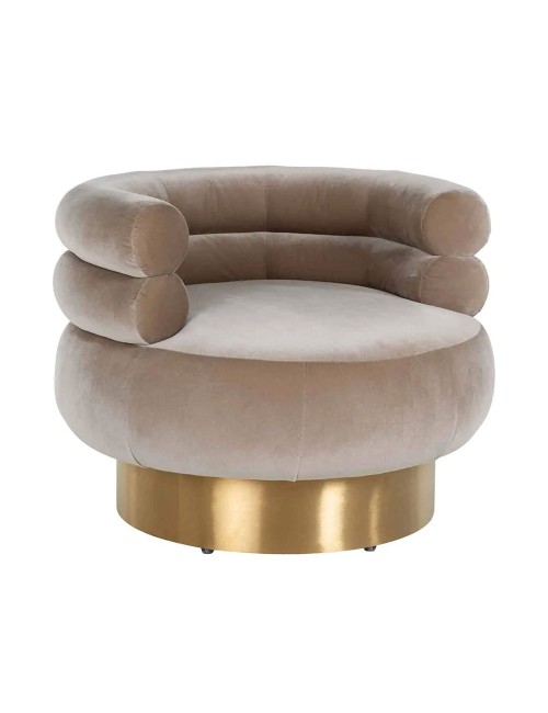 SWIVEL EASY CHAIR FAYAH SAND VELVET/BRUSHED GOLD