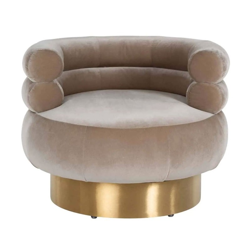 SWIVEL EASY CHAIR FAYAH SAND VELVET/BRUSHED GOLD