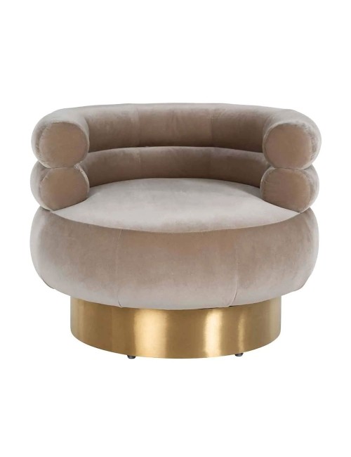 SWIVEL EASY CHAIR FAYAH SAND VELVET/BRUSHED GOLD