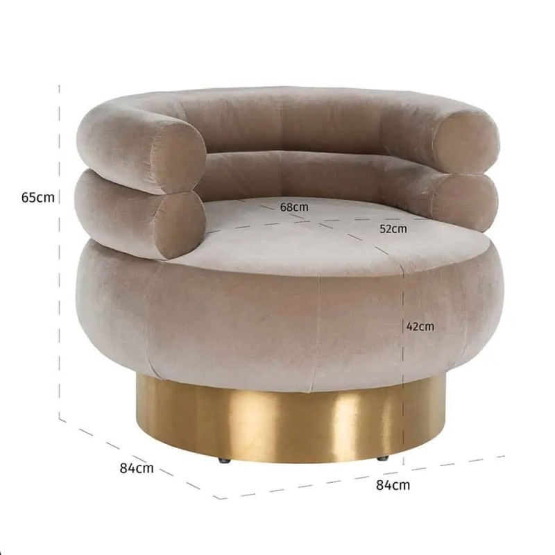 SWIVEL EASY CHAIR FAYAH SAND VELVET/BRUSHED GOLD
