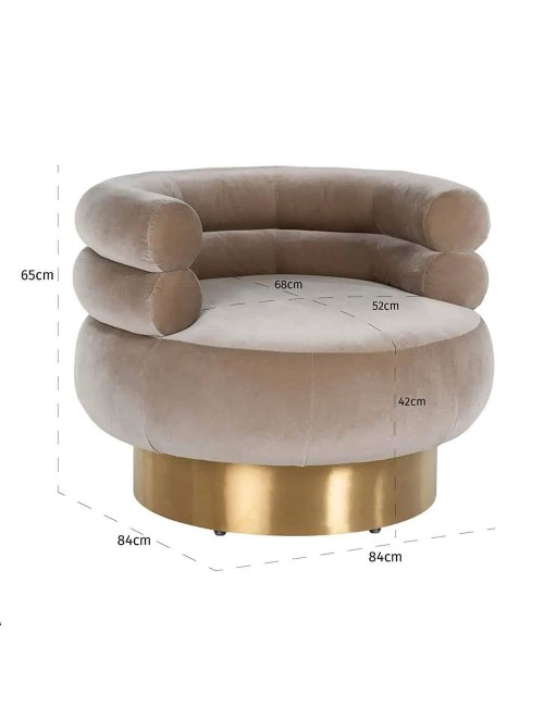 SWIVEL EASY CHAIR FAYAH SAND VELVET/BRUSHED GOLD