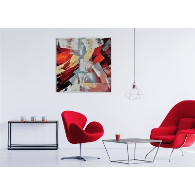 Quadro Astratto Dipinto CONNESSIONE DI COLORI 100x100 –... 2