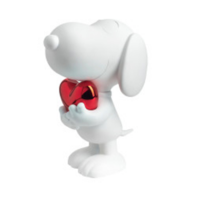SNOOPY HEART MATT WHITE AND CHROMED RED 27 CM