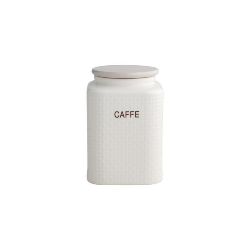 Brandani Barattolo Caffè in Porcellana Bianca e Tappo Bamboo – 1 kg