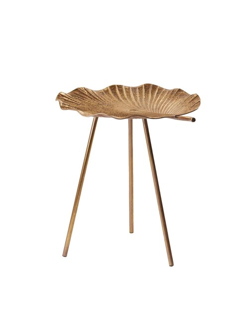 Tavolino da Salotto Foglia Tripode in Metallo Dorato H48 cm | EDG