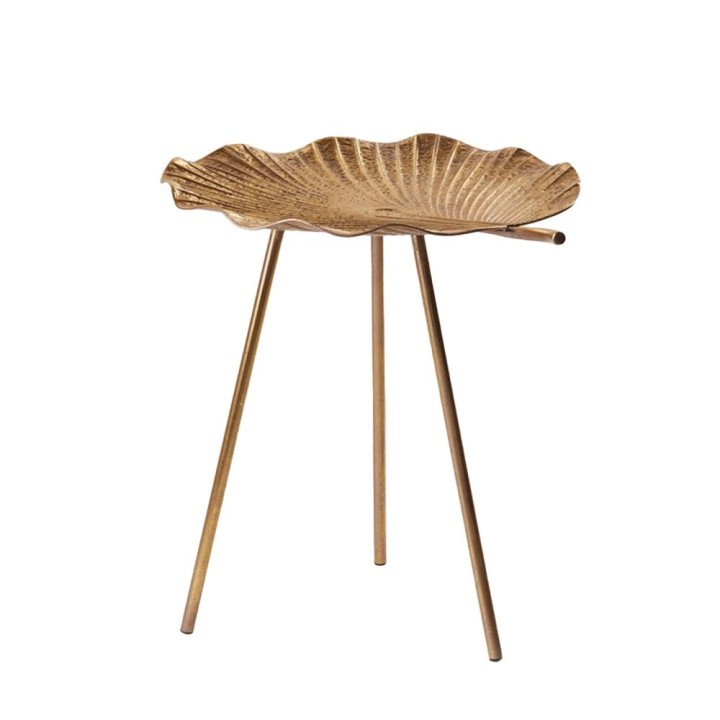 EDG Tavolino Foglia tripode in metallo dorato alto 48 cm