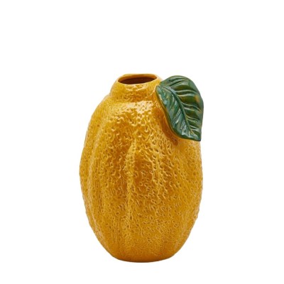 Vaso Chakra Limone con Foglia H18 – Ceramica Decorativa EDG