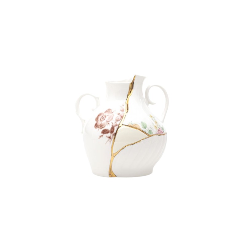 Kintsugi Vase di Seletti – Vaso in Porcellana con Dettagli Dorati h.19