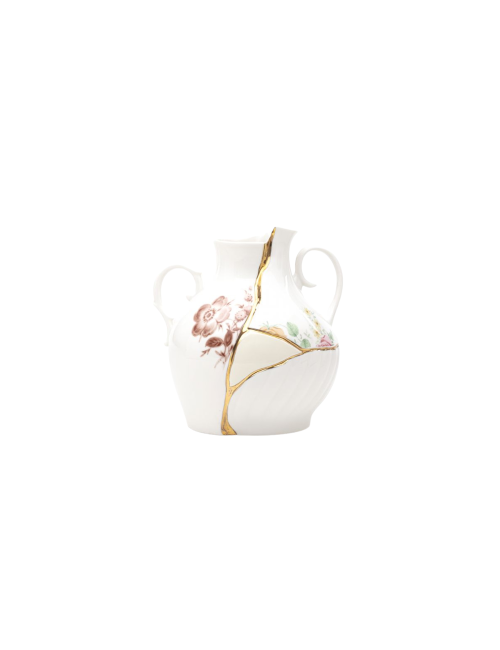 Kintsugi Vase di Seletti – Vaso in Porcellana con Dettagli Dorati h.19