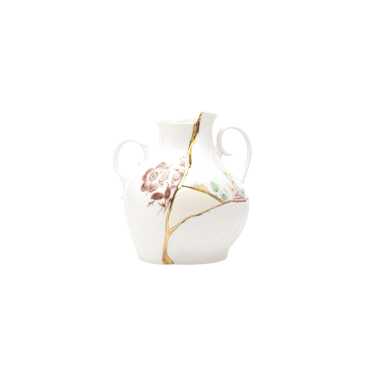 Seletti Vaso Kintsugi bianco e oro alto 19 cm