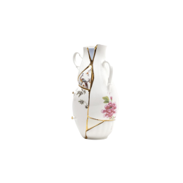 Seletti Vaso Kintsugi bianco e oro alto 32 cm