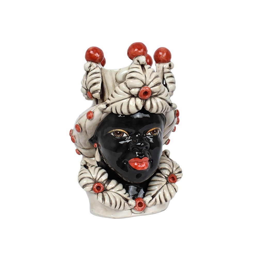 Verus Ceramiche Testa di Moro donna nero e bianco antico H33cm - Candida  Celiento