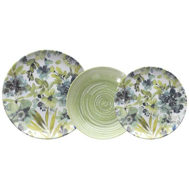 Servizio Tavola 18 Pezzi Coupe Ofelia in Porcellana Floreale Verde – Tognana (6 Coperti)
