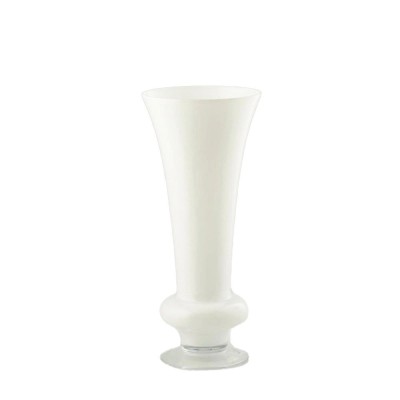 Vaso Anfora con Piede in Vetro Bianco e Trasparente H50...