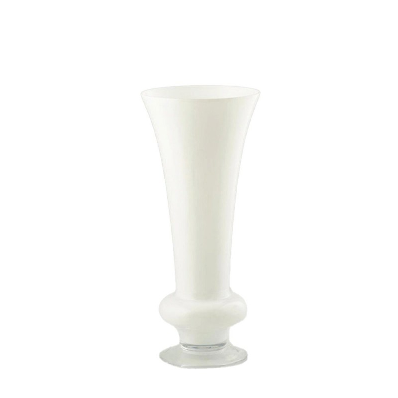 Vaso Anfora con Piede in Vetro Bianco e Trasparente H50 cm | EDG
