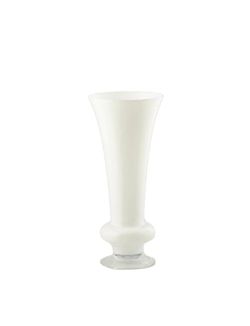 Vaso Anfora con Piede in Vetro Bianco e Trasparente H50 cm | EDG