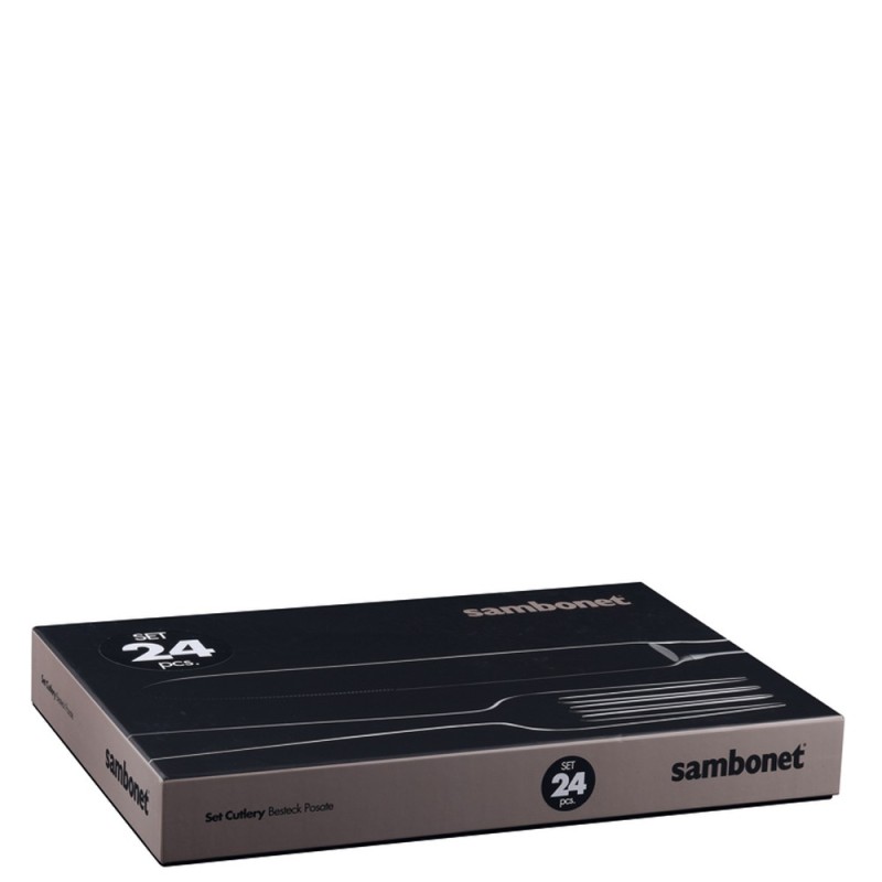Servizio 24 Pz Monoblocco Affilato Bamboo Inox