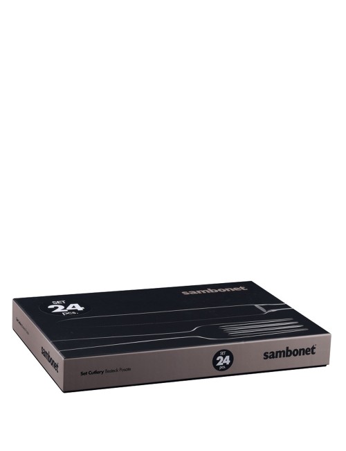 Servizio 24 Pz Monoblocco Affilato Bamboo Inox