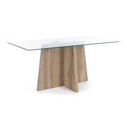 Bizzotto Tavolo Kenya Cross in legno e vetro 160 × 90 cm